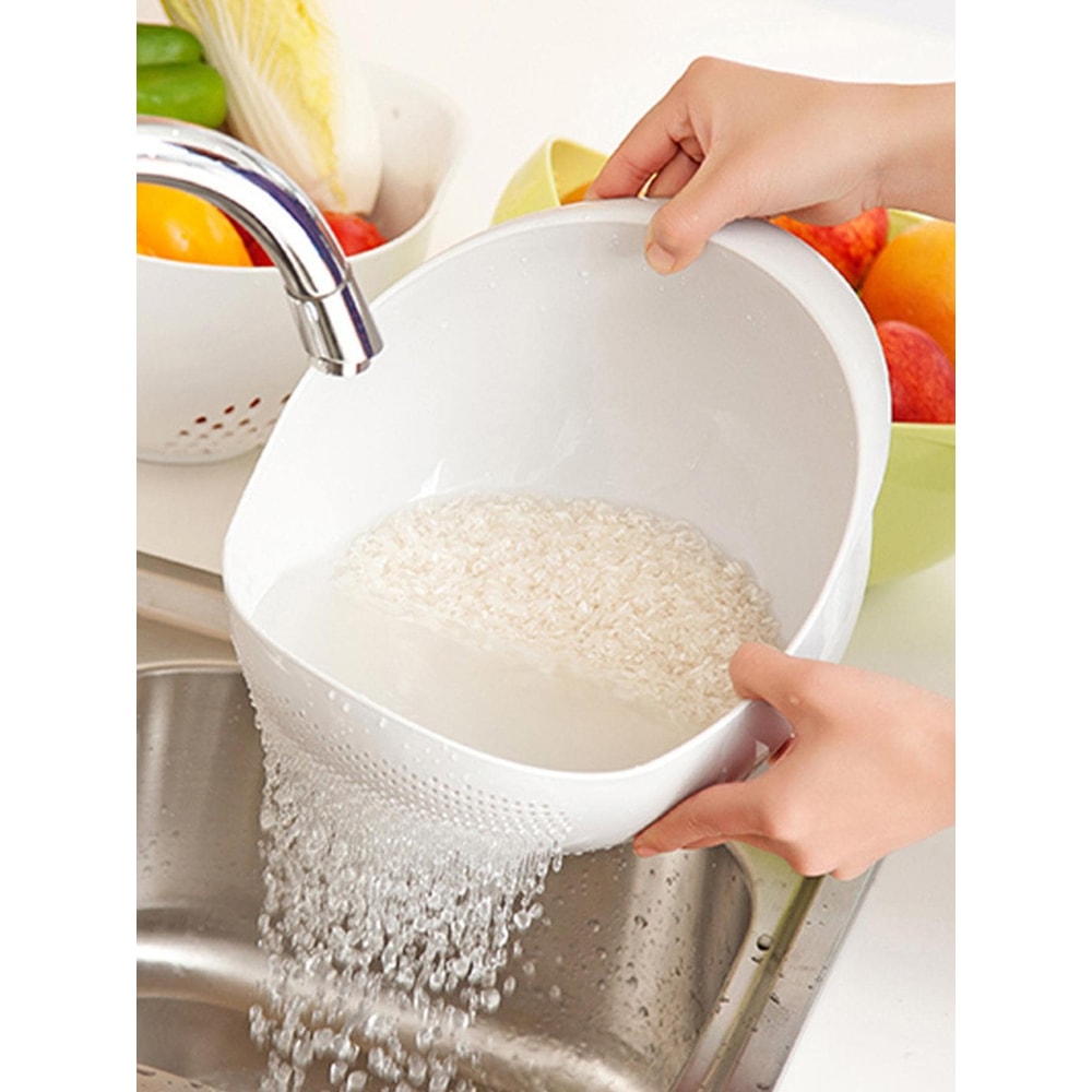 Multifunctional Colander Rice Bowl Drain Basket With Handle Kitchen Organizer For Fruits Vegetables 8