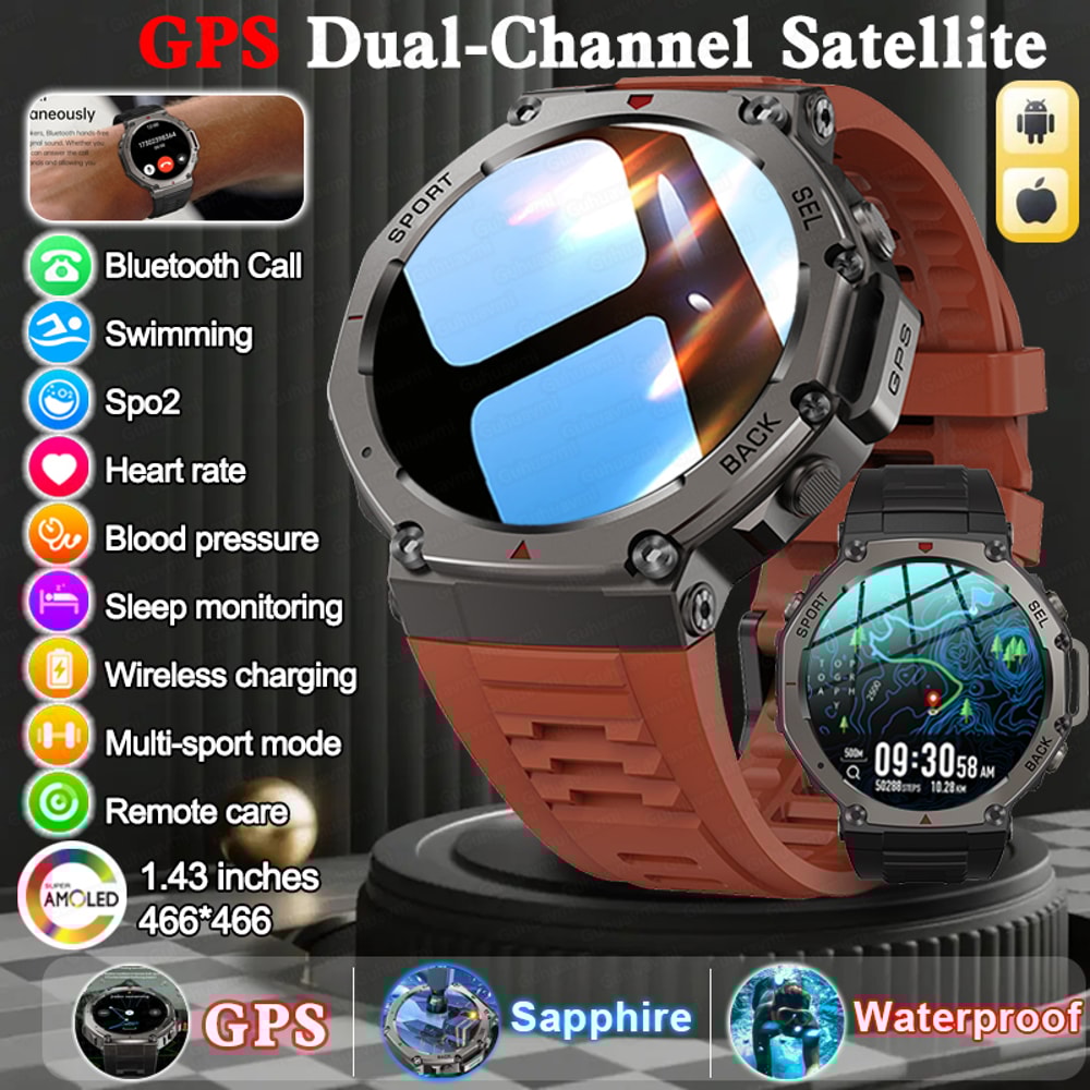 Military Smartwatch With Bluetooth GPS Waterproof Adventure Watch 1
