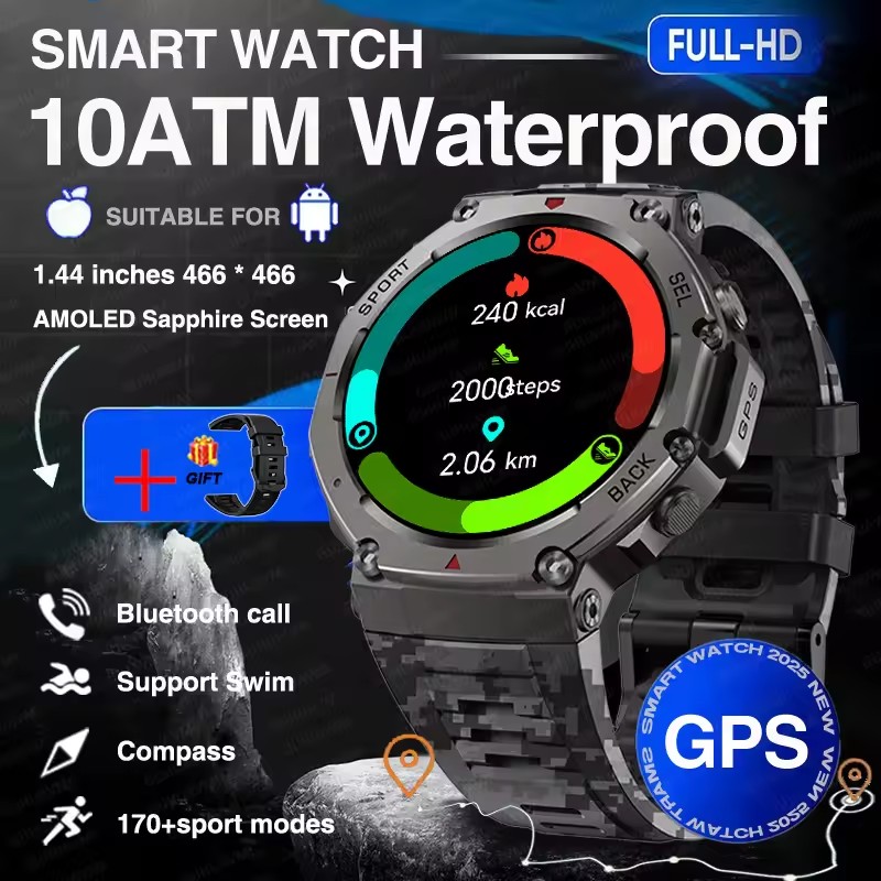 Military Smartwatch With Bluetooth GPS Waterproof Adventure Watch 7