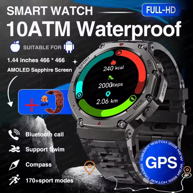 Military Smartwatch With Bluetooth GPS Waterproof Adventure Watch 8