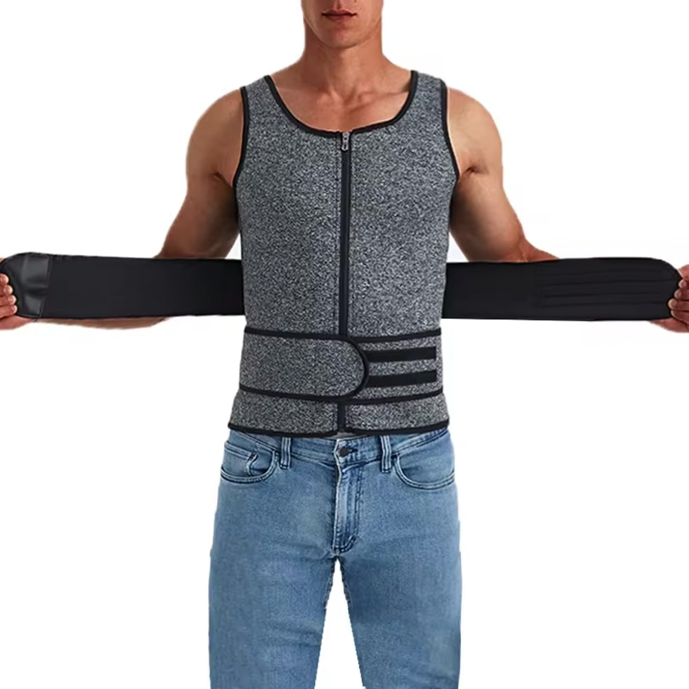 Men Sauna Sweat Vest Compression Waist Trainer For Gym Workouts Core Support And Training Performan 3