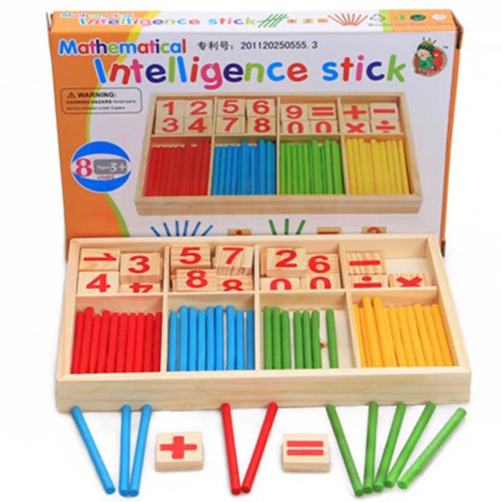 Montessori Math Learning Box Wooden Counting Sticks & Educational Arithmetic Toy for Kids