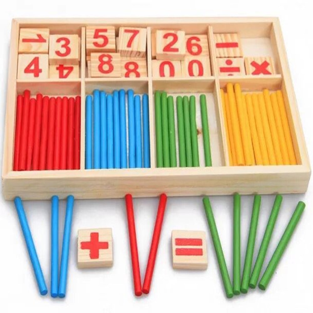 Montessori Math Learning Box Wooden Counting Sticks & Educational Arithmetic Toy for Kids