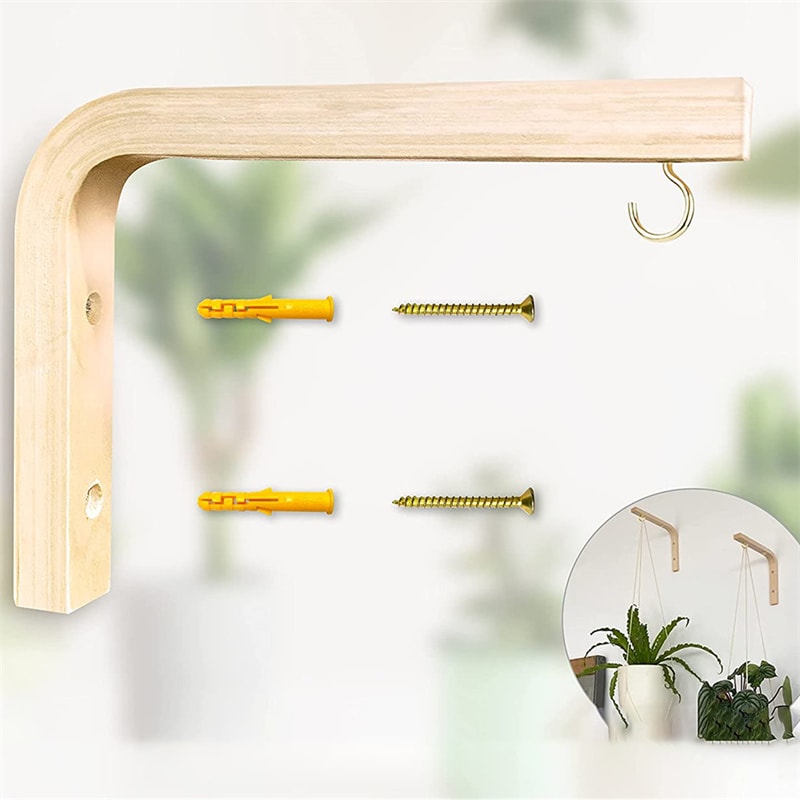 Nordic Natural Wood Wall Plant Hanger Hook For Lanterns Wind Chimes Stylish Balcony Home Decor 1