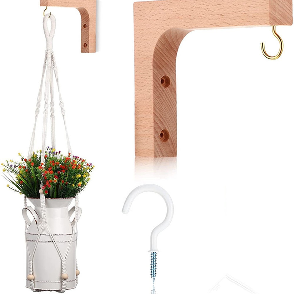 Nordic Natural Wood Wall Plant Hanger Hook For Lanterns Wind Chimes Stylish Balcony Home Decor 2