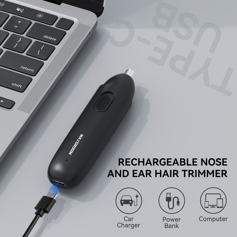 Rechargeable Nose Hair Trimmer For Men DualBlade Electric Shaver For Eyebrows Nose Hair Painless 5