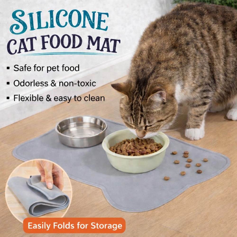 Food Grade Silicone Pet Mat, Waterproof, Anti-slip Pad for Cats & Dogs, Easy to Clean
