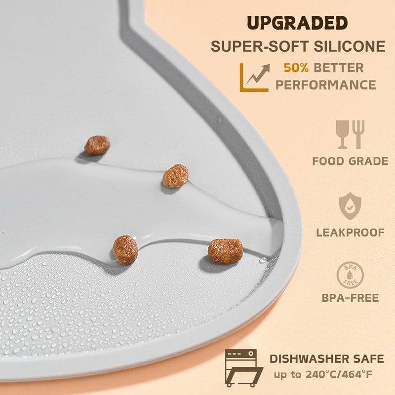 Food Grade Silicone Pet Mat, Waterproof, Anti-slip Pad for Cats & Dogs, Easy to Clean
