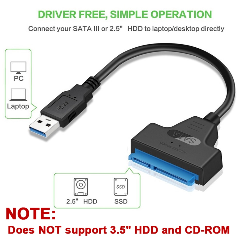 HighSpeed USB To SATA III Adapter Cable For External HDD SSD Hard Drives 4