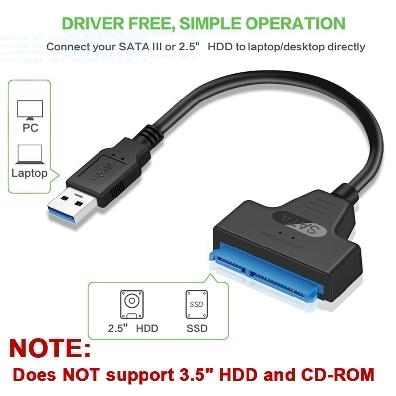 HighSpeed USB To SATA III Adapter Cable For External HDD SSD Hard Drives 4
