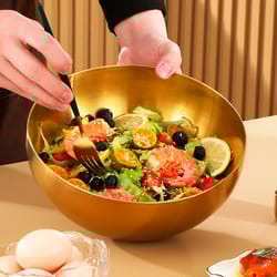 gold stainless steel salad & ramen bowl large capacity kitchen food container