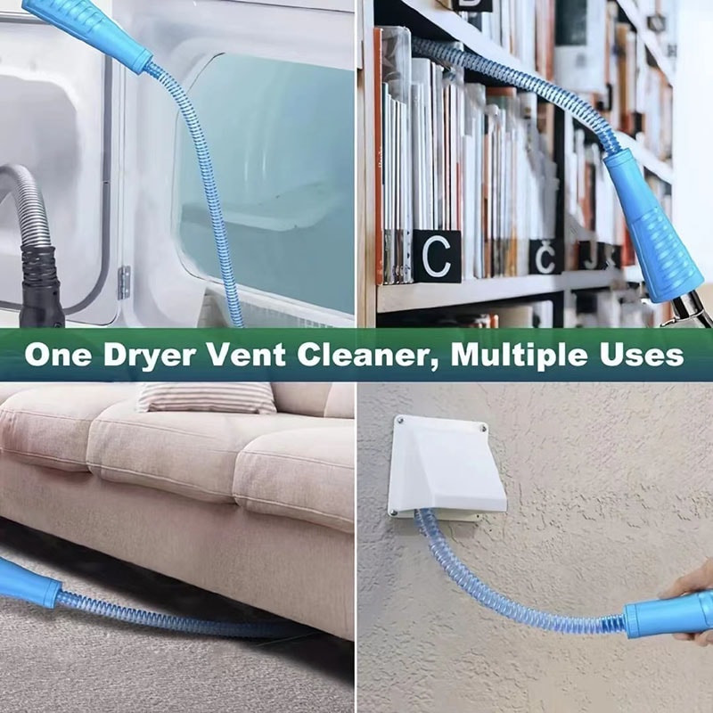 Bendable Dryer Vent Cleaner Kit Vacuum Attachment with Guide Wire & Lint Remover Hose