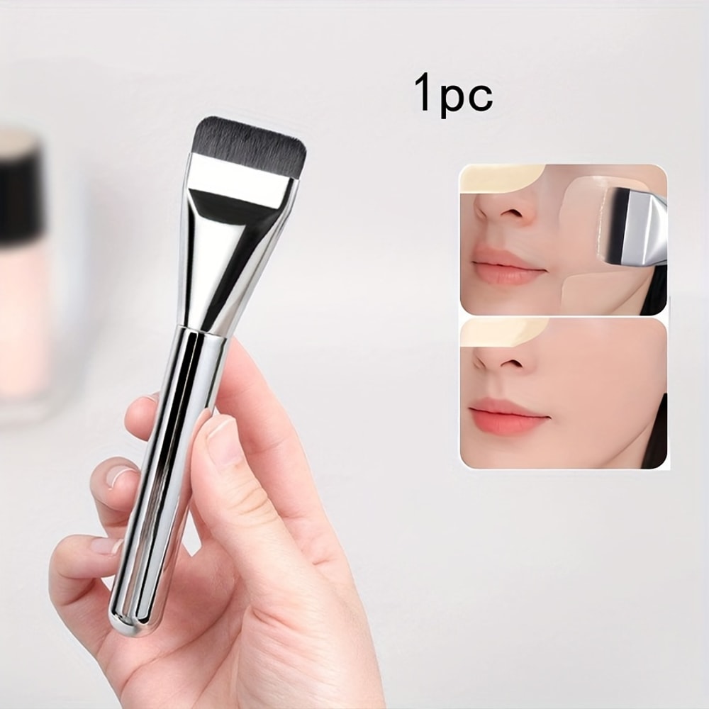 Multi-Use Hypoallergenic Oval Foundation Brush for Face Contouring Ultra-Fine Nylon Bristles