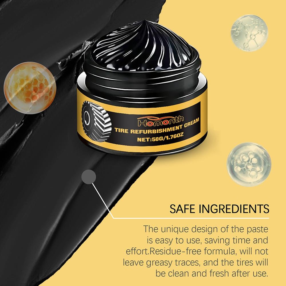 Coating Wax for Tires & Rubber Parts Shine, Anti-Aging, and Protection Cream for Auto Tires and Parts