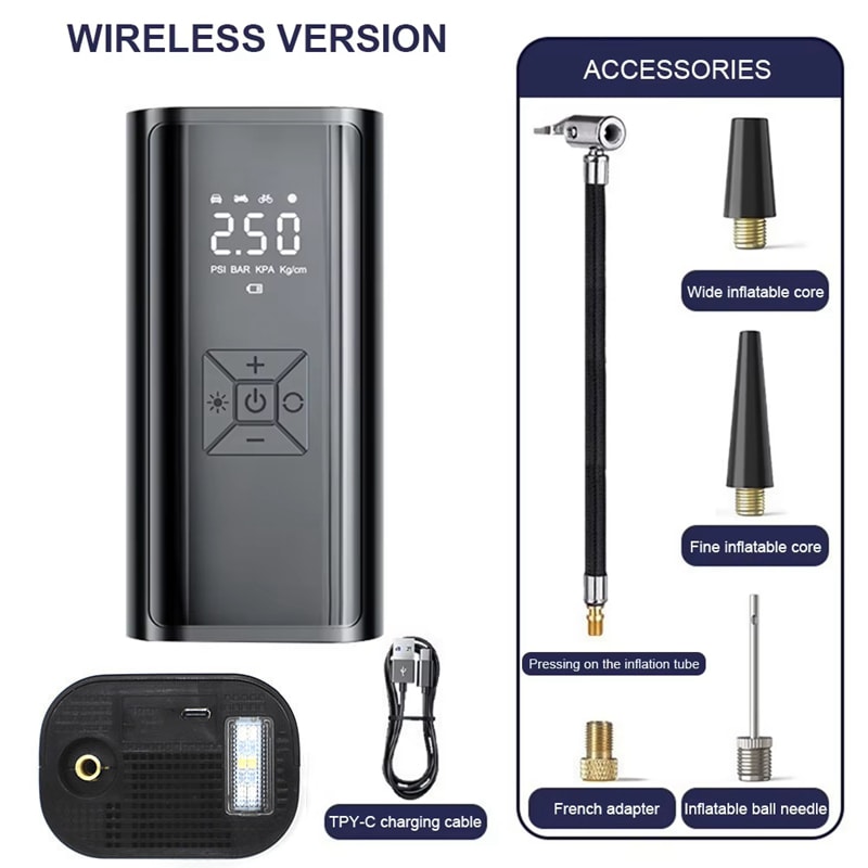 Wireless Car Air Compressor Electric Tire Inflator Pump For Motorcycle Bicycle Boat Auto Tyre Infl 5