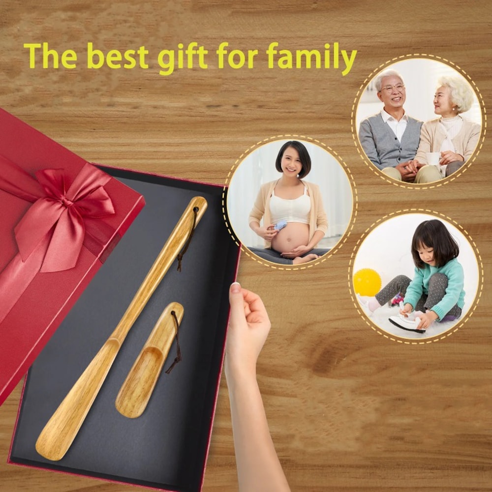 Set of 2 Long Handle Shoe Horns for Easy Shoe Wearing Without Bending