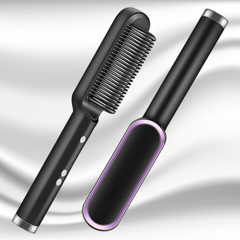 Fast Heating Ceramic Electric Hair Straightener Brush for Professional, Frizz-Free Style