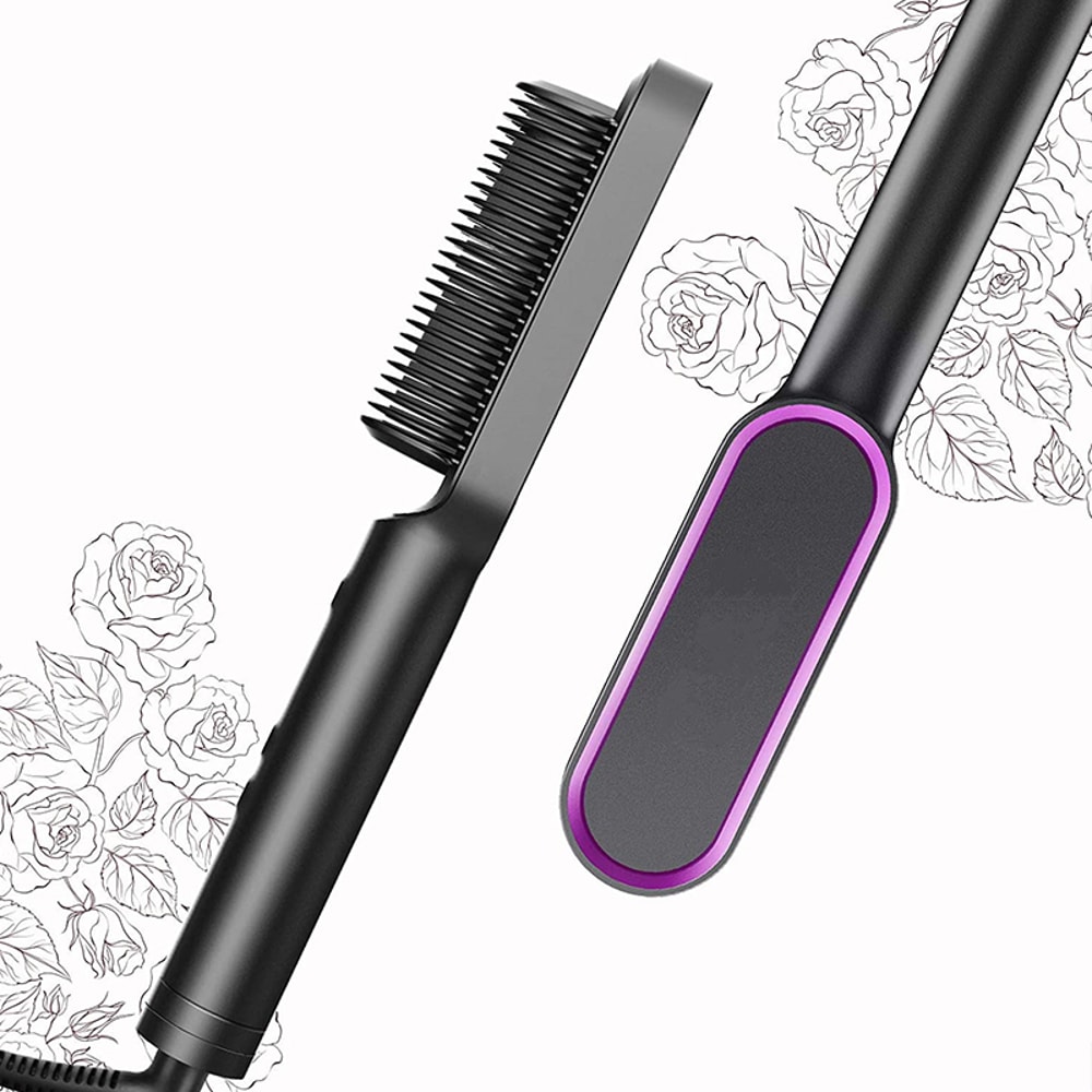 Fast Heating Ceramic Electric Hair Straightener Brush for Professional, Frizz-Free Style