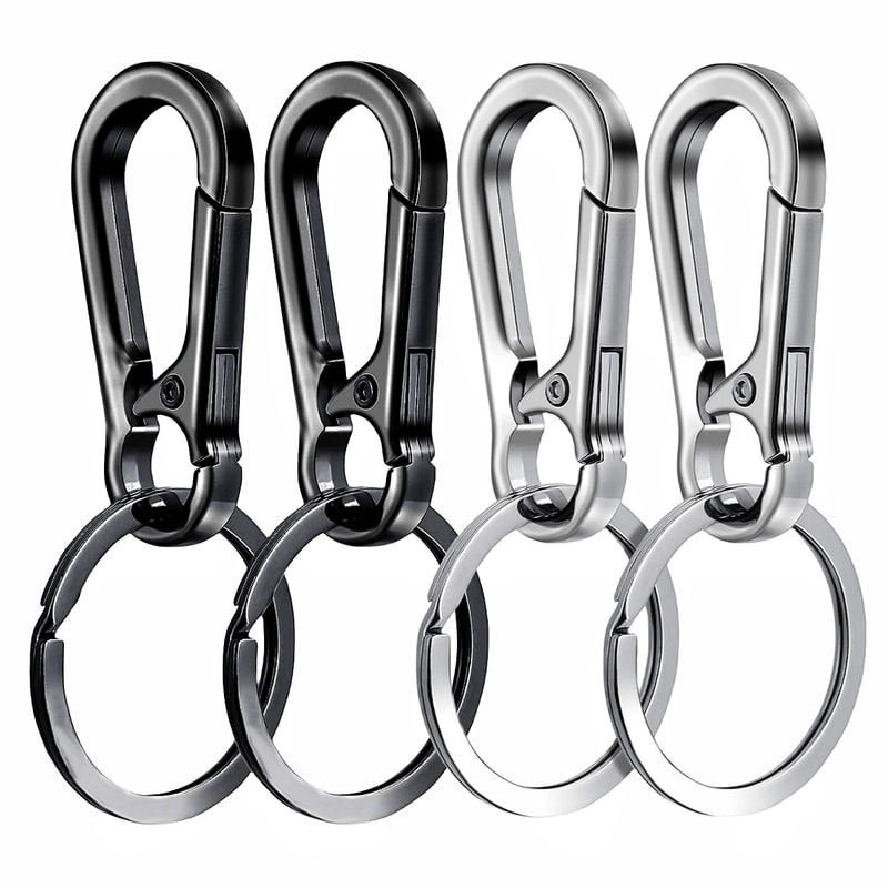 Durable Metal Carabiner Clip Keychain Sturdy Hook Holder for Car Keys, Key Rings & Organizers