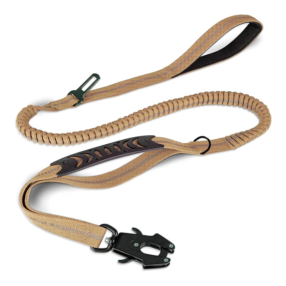 Heavy Duty Reflective Shock Absorbing Bungee Dog Leash with Car Seatbelt for Large Dogs