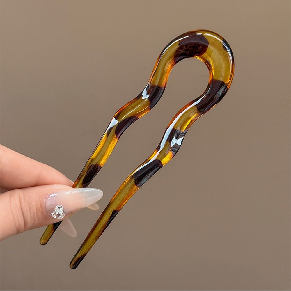 U-Shaped Tortoiseshell Hairpin Stylish Geometric Design for Women & Girls