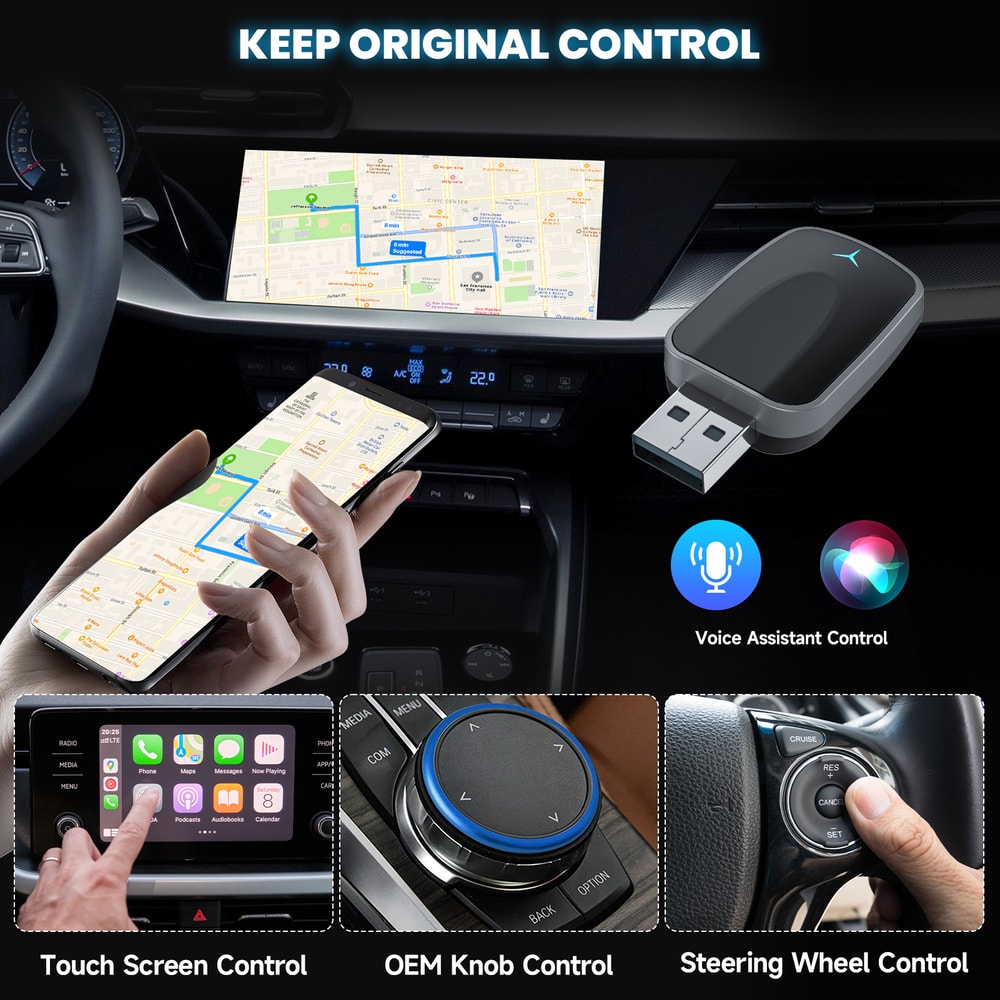 Wireless CarPlay & Android Auto Adapter Plug & Play for Seamless Connectivity