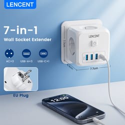 wall socket extender with usb ports and type c charger, on/off switch for home