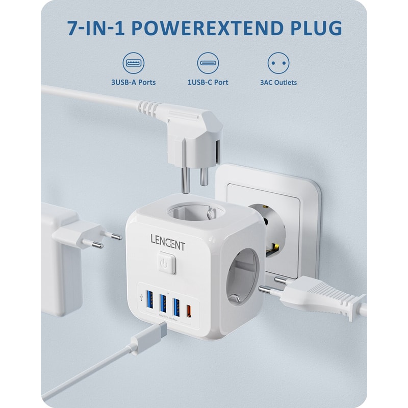 Wall Socket Extender With USB Ports And Type C Charger OnOff Switch For Home 1