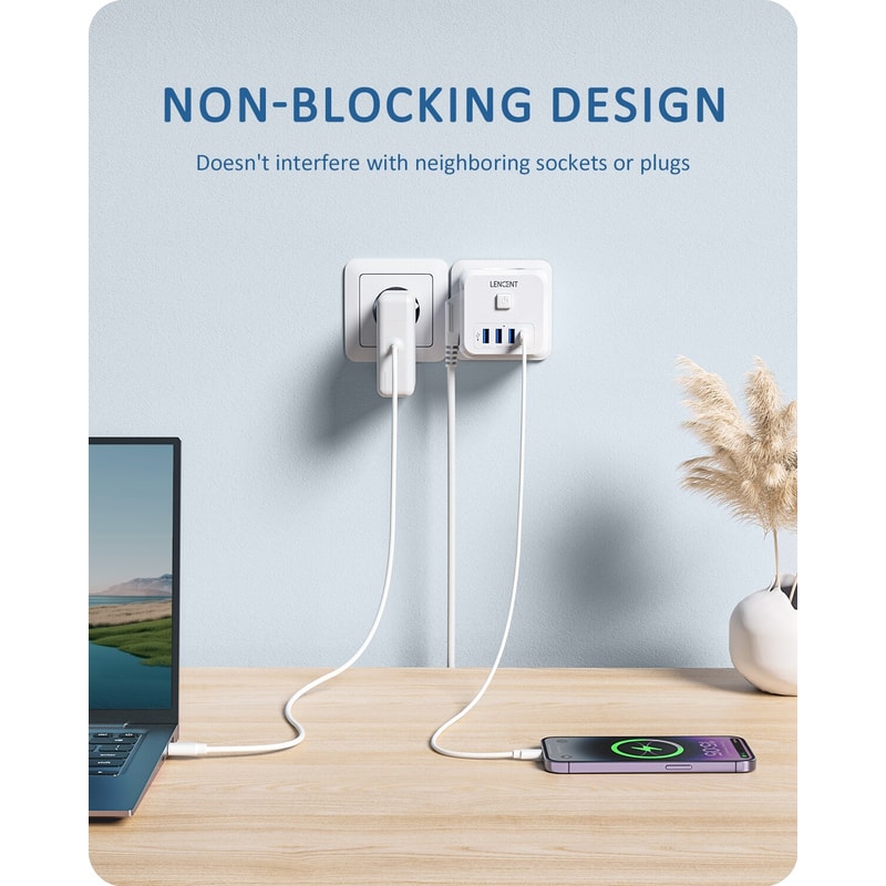 Wall Socket Extender With USB Ports And Type C Charger OnOff Switch For Home 2