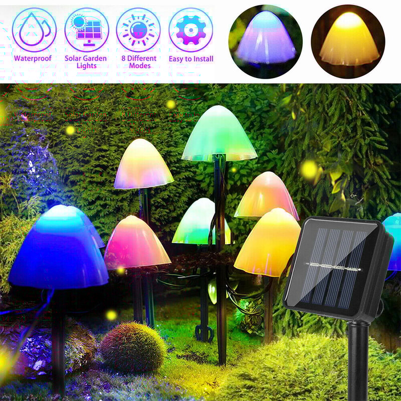 Solar Mushroom Lights for Outdoor Garden - Waterproof Street Lights for Lawn, Patio & Holiday Decoration