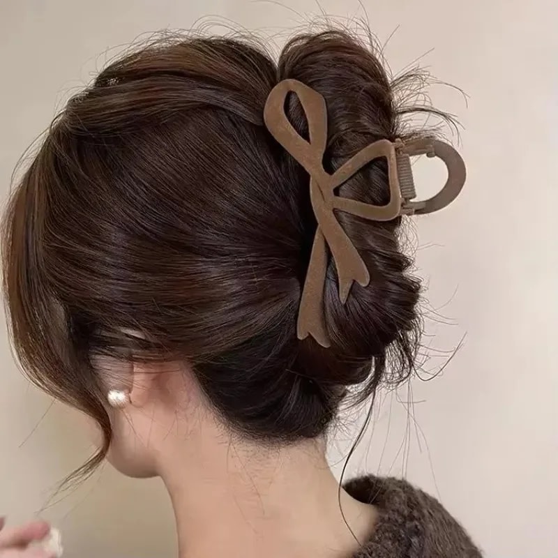 Red Velvet Bow Hair Clip for Women | Elegant Winter Hair Claw Clip | French Hairpin Gift Accessory