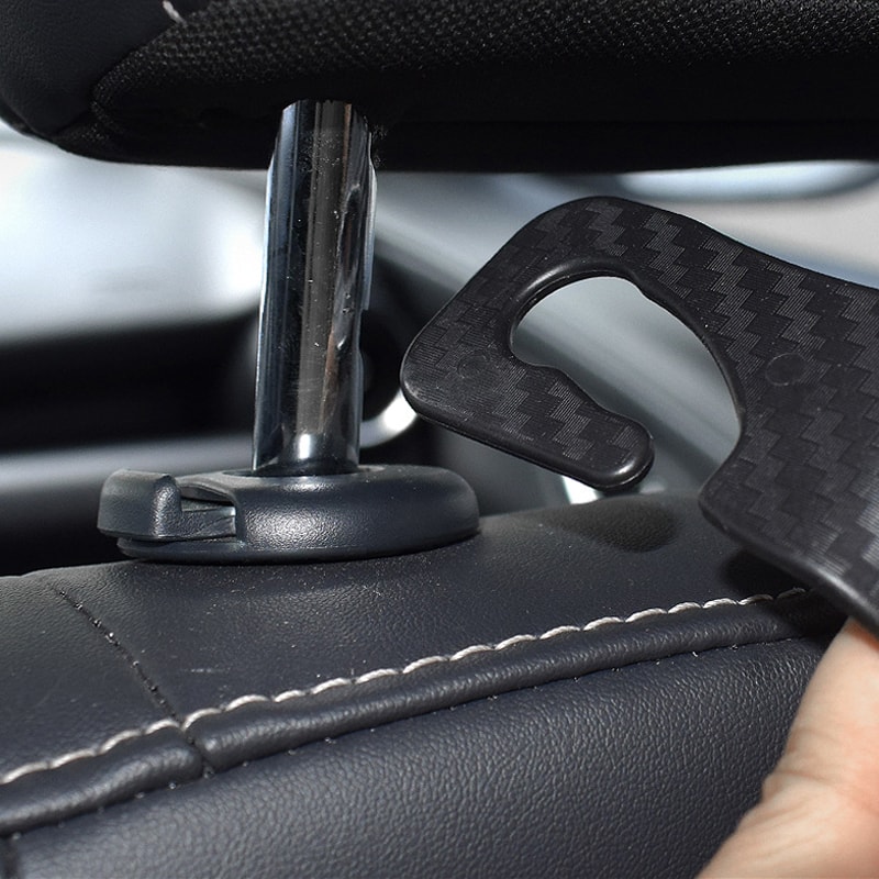 Carbon Fibre Headrest Hook For Car Auto Back Seat Organizer Handbag Holder Clothes Bracket 4