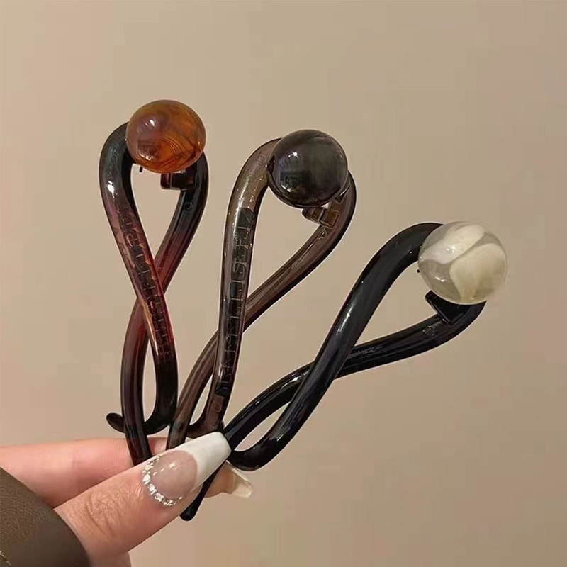 Elegant Twist Hair Clip With Acrylic Beads Imitation Pearls Women Stylish Hairpin 1