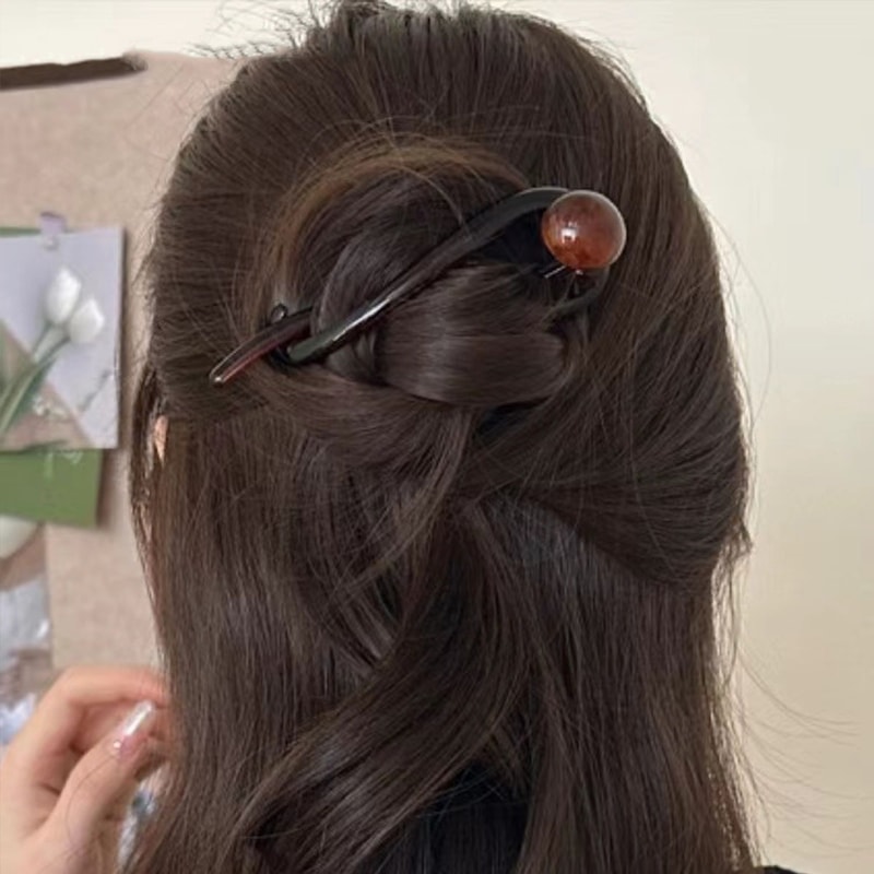 Elegant Twist Hair Clip With Acrylic Beads Imitation Pearls Women Stylish Hairpin 5