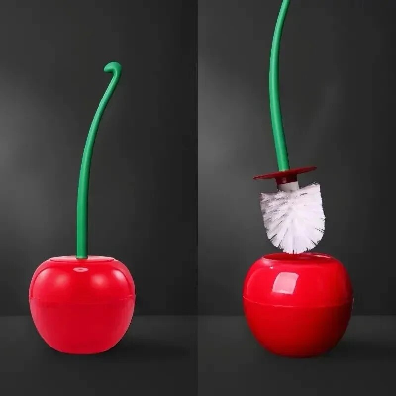 Creative Cherry Shaped Toilet Brush & Holder Set Cute Bathroom Accessory