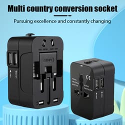 universal travel adapter with dual usb port power charger plug adapter converter socket for worldwide use