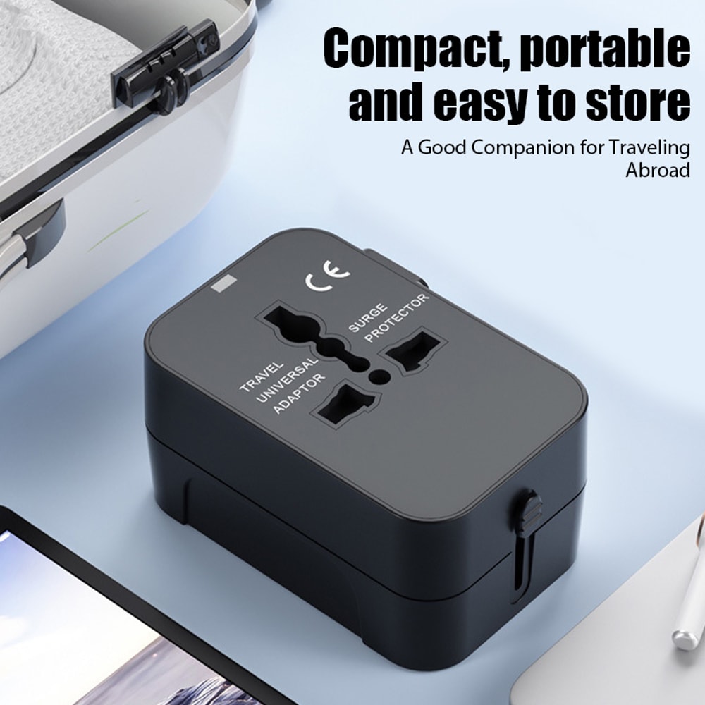Universal Travel Adapter with Dual USB Port Power Charger Plug Adapter Converter Socket for Worldwide Use