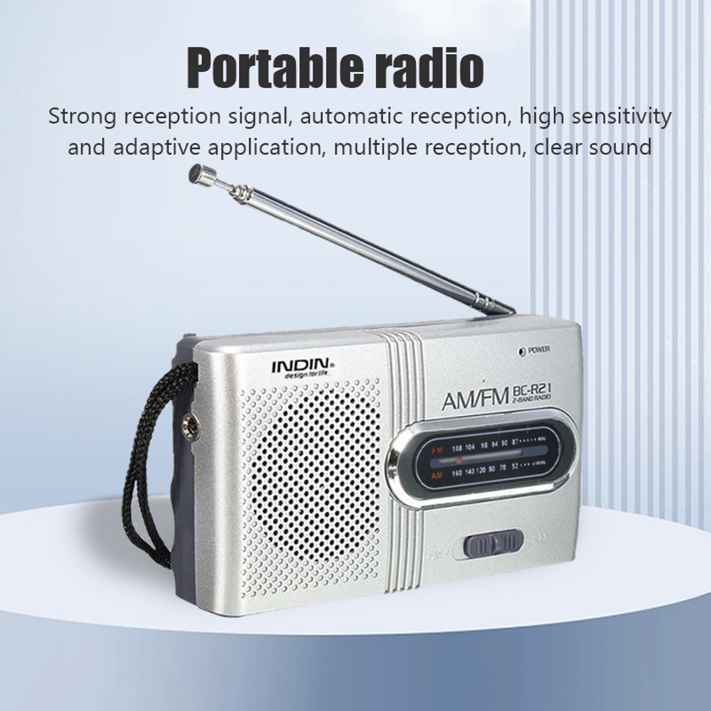 Ultra-Thin Handheld Radio Receiver Player with Built-In Speaker & Headphones Lightweight and Compact