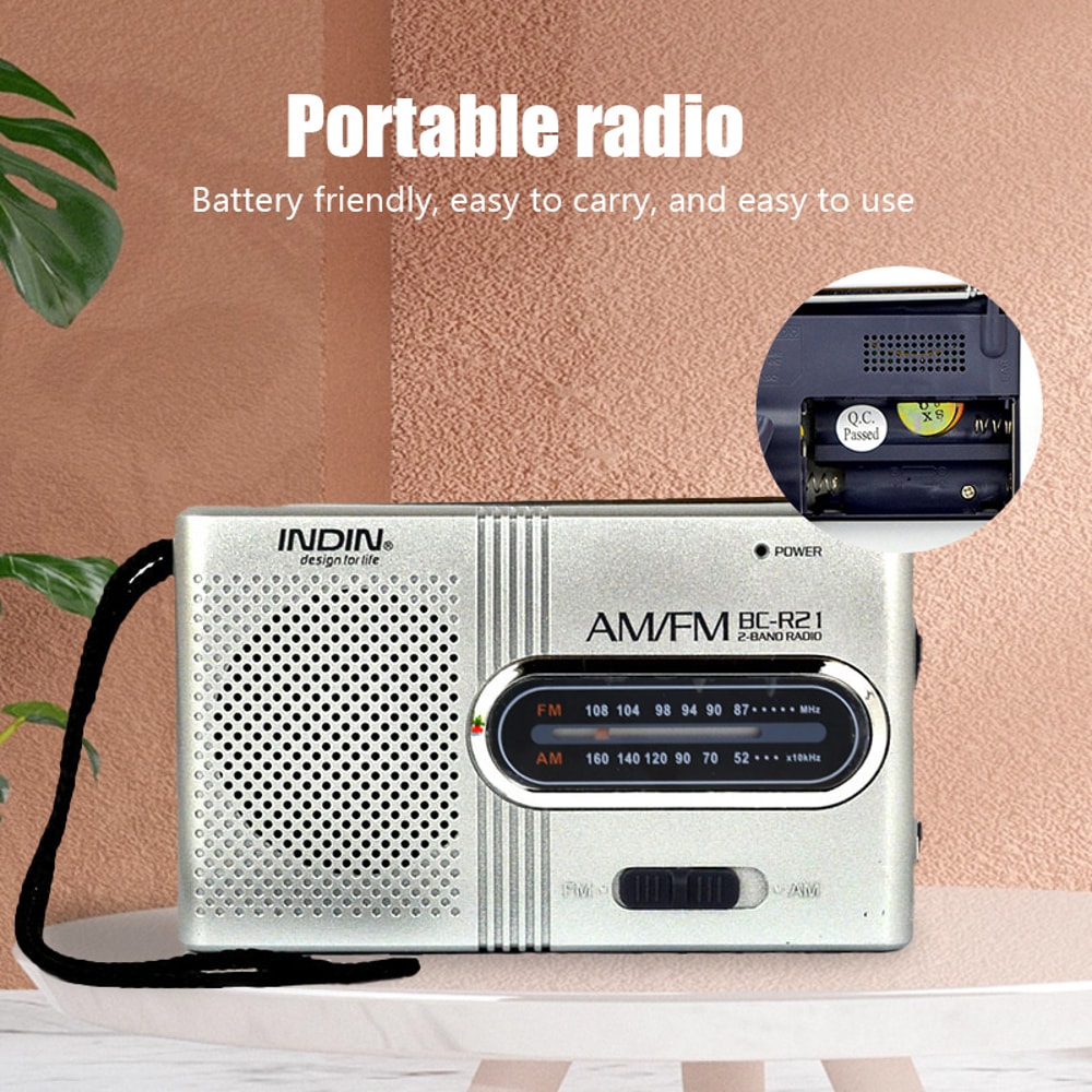 Ultra-Thin Handheld Radio Receiver Player with Built-In Speaker & Headphones Lightweight and Compact