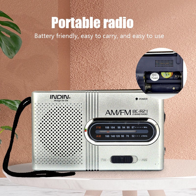 Ultra-Thin Handheld Radio Receiver Player with Built-In Speaker & Headphones Lightweight and Compact