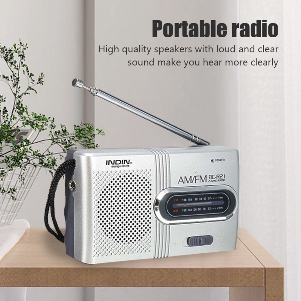 Ultra-Thin Handheld Radio Receiver Player with Built-In Speaker & Headphones Lightweight and Compact