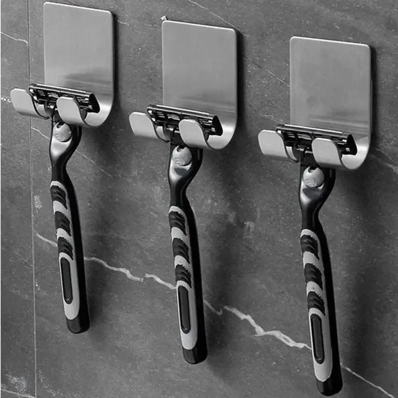 Stainless Steel Shaving Stand Rack for Men | Razor Storage Organizer & Bathroom Hook Holder