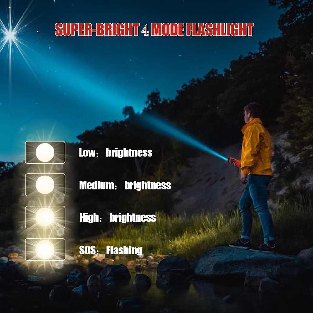 HighCapacity Rechargeable Solar Radio Emergency Light Waterproof Portable Flashlight For Outdoor 2