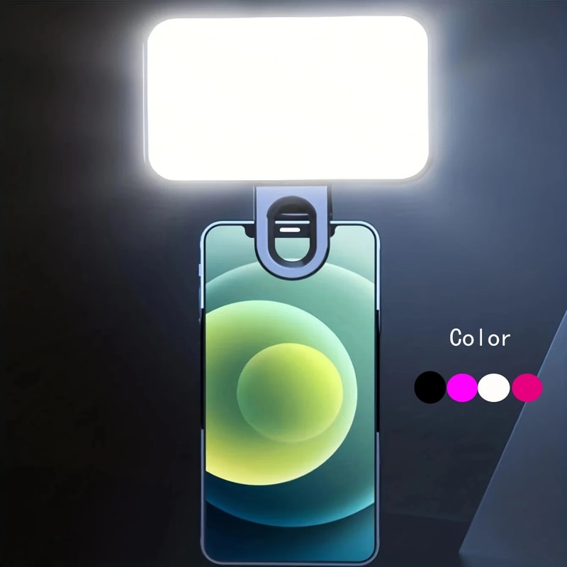 Mini Selfie Fill Light with Adjustable Brightness Rechargeable Clip-On Light for Phones & Computers
