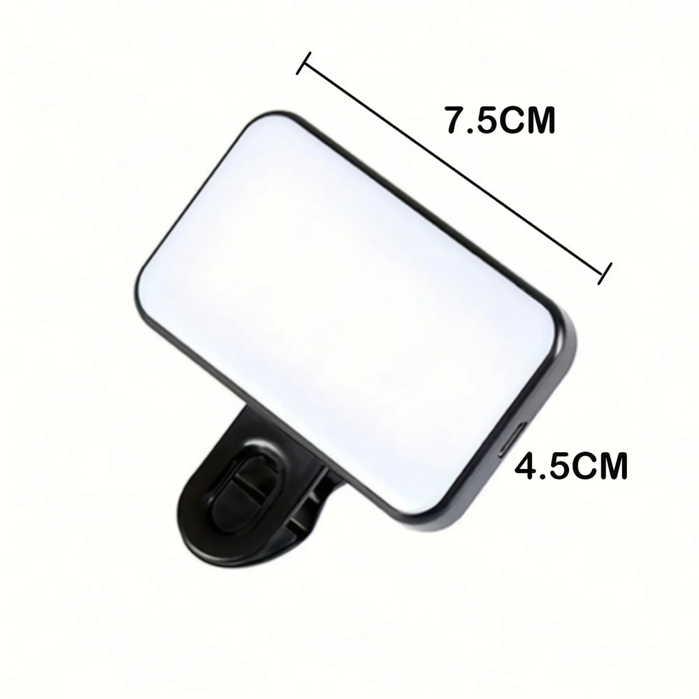 Mini Selfie Fill Light with Adjustable Brightness Rechargeable Clip-On Light for Phones & Computers
