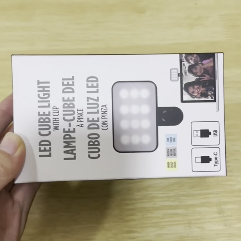 Mini Selfie Fill Light with Adjustable Brightness Rechargeable Clip-On Light for Phones & Computers