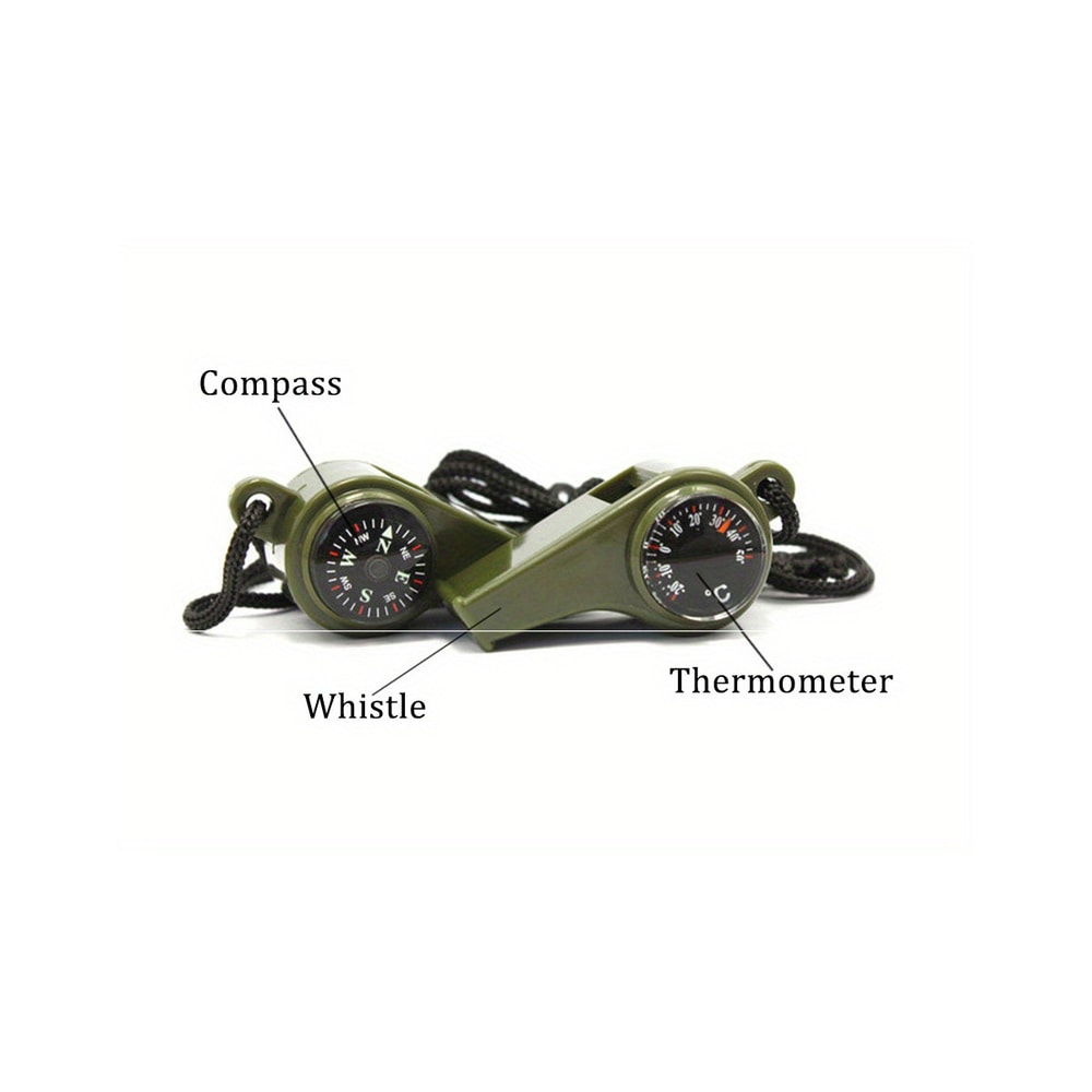 Emergency Survival Whistle with Compass and Thermometer for Hiking and Outdoor Activities