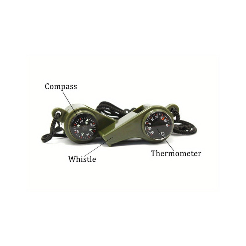 Emergency Survival Whistle with Compass and Thermometer for Hiking and Outdoor Activities
