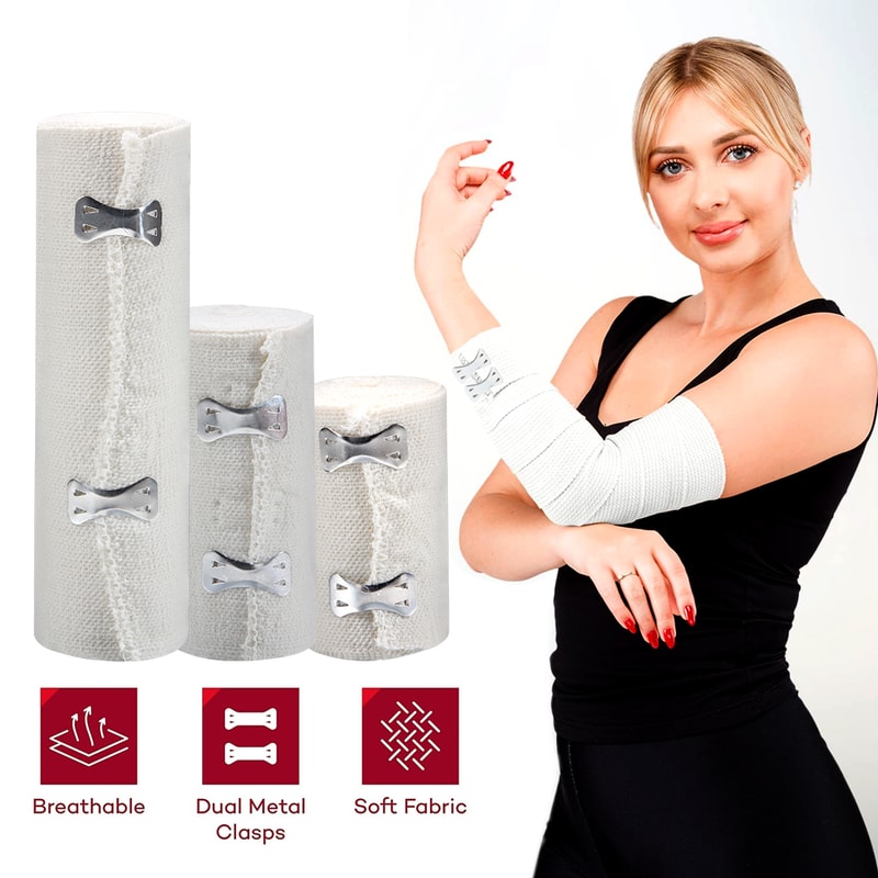 Elastic Compression Bandage Wrap For Sports Injuries Ideal For Sprains Calf Ankle And Foot Support 3