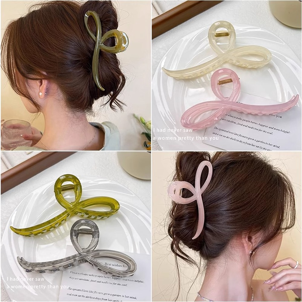 Elegant Jelly Color Bow Hair Claw Fashionable Hair Clip for Women and Girls Sweet Bow Hairpin Accessory